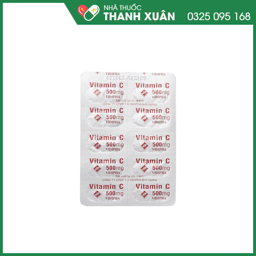 Vitamin C 500mg Vidipha thuốc điều trị bệnh do thiếu vitamin C, Methemoglobin huyết vô căn